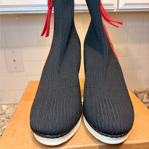 DKNYC Black and Red Ankle Booties